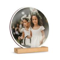 Houten fototegel met houder bedrukken - Rond