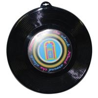 Plastic LP grammofoonplaat - platen muziek thema - wanddecoratie - Dia 48 cm - feestartikelen