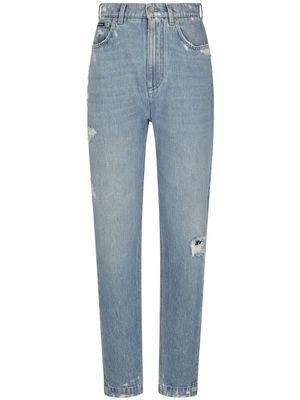Dolce & Gabbana jean à effet usé - Bleu