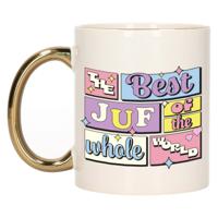 Cadeau koffie/thee mok - de beste juf - van de wereld - goud - 300 ml - keramiek