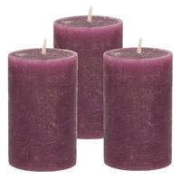 Atmosphera Stompkaars - 3x - bordeaux rood - 5 x 8 cm - klein rustiek model - cilinderkaars - kaars