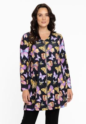 Yoek Cardigan met rits | Zwart | Maat 46/48