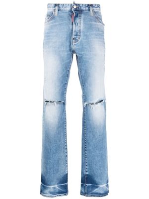 DSQUARED2 jean droit à effet usé - Bleu