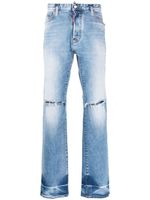 DSQUARED2 jean droit à effet usé - Bleu DSQUARED2 jean droit à effet usé - Bleu