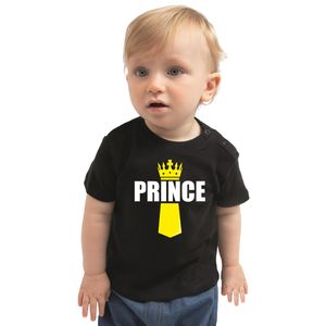 Zwart Prince shirt met kroontje - Koningsdag t-shirt voor babys 80 (7-12 maanden)  -