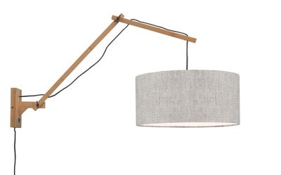 GOOD&MOJO Wandlamp 'Andes' Large, Bamboe en Eco linnen, kleur Beige/Naturel