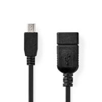 Nedis USB-Adapter | USB 2.0 | Mini 5-Pin Male | USB-A Female | 480 Mbps | OTG | 0.20 m | Rond | Vernikkeld | Zwart | Doos - CCGB60315BK02