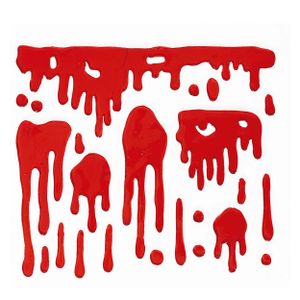 Horror gel raamstickers bloed - 25 x 25 cm - rood - Halloween thema decoratie/versiering   -