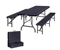 Biertafelset 3 delig inklapbaar Kunststof Antraciet 180cm