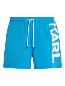 Karl Lagerfeld short de bain à logo imprimé - Bleu