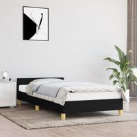 Bedframe met hoofdeinde stof zwart 100x200 cm - thumbnail