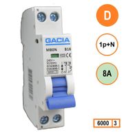 GACIA M80N-D08 installatieautomaat 1p+n D8 6kA (18mm)