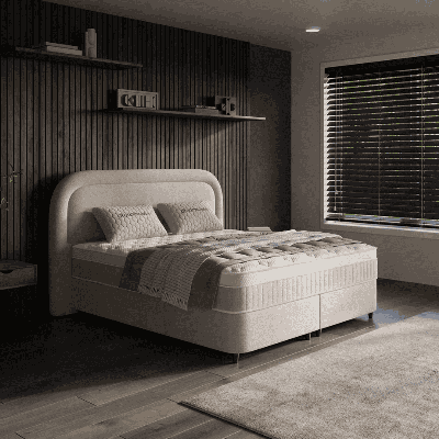 2-Persoons Boxspring met Opbergruimte - Essence - Beige 140x200 cm - Pocketveringen - Inclusief Topper - Dekbed-Discounter.nl