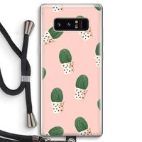 Cactusprint roze: Samsung Galaxy Note 8 Transparant Hoesje met koord