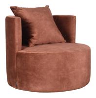 LABEL51 Fauteuil 'Evy' 90cm, Velvet, kleur Rust