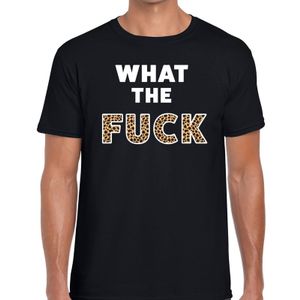 What the Fuck tijgerprint tekst t-shirt zwart heren