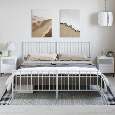 Bedframe met hoofd- en voeteneinde metaal wit 183x213 cm