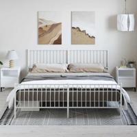 Bedframe met hoofd- en voeteneinde metaal wit 183x213 cm - thumbnail