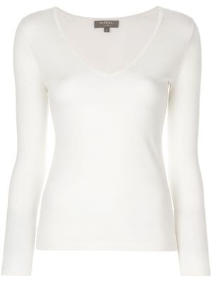 N.Peal pull à col v - Blanc