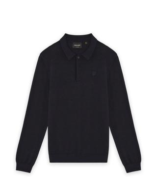 Lyle & Scott winter polo shirt jongens - donker navy blauw - longsleeve, gebreid