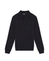 Lyle & Scott winter polo shirt jongens - donker navy blauw - longsleeve, gebreid