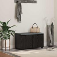 Halbank met kussen met opslag Zwart Eiken 80 x 38 x 46 cm