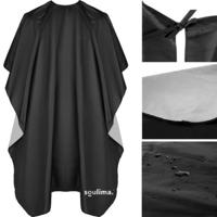 Kapperscape - 140 x 100 cm - zwart/zilver - polyester - waterdicht - kapmantel Kapperscape - 140 x 100 cm - zwart/zilver - polyester - waterdicht - kapmantel
