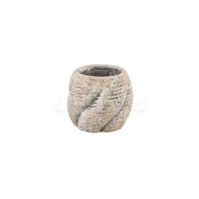 PTMD Bloempot Evanthia Taupe Swirl Laag Ø9cm