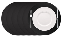 Cookinglife Placemats - Vegan leer - Zwart - ø 38 cm - 6 stuks