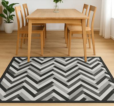 Monochrome parketstijl vinyl tapijt eetkamer