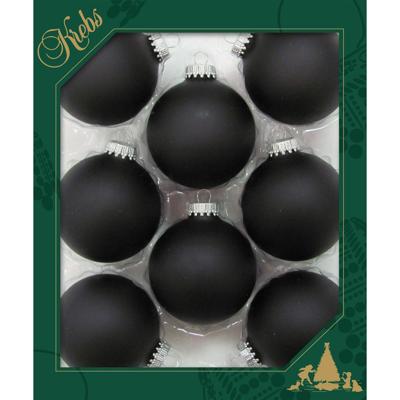 Krebs Kerstballen - 8x velvet zwart mat - glas - 7 cm