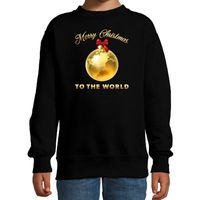 Bellatio Decorations kersttrui/sweater voor kinderen - Merry Christmas - wereld - zwart 14-15 jaar (170/176)  -