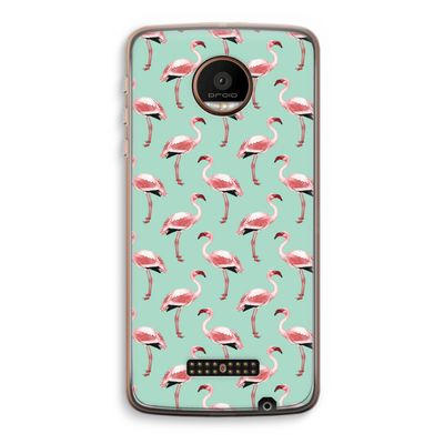 Flamingoprint groen: Motorola Moto Z Force Transparant Hoesje