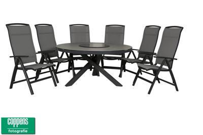 Qopps Perth tuintafel 150 doorsnee met Houston verstelbare tuinstoel
