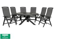 Qopps Perth tuintafel 150 doorsnee met Houston verstelbare tuinstoel