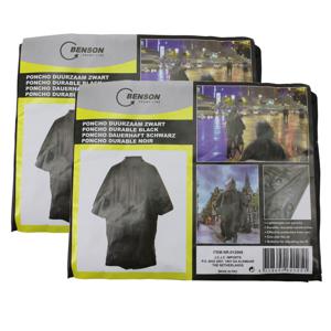 2x stuks regenponcho zwart voor volwassenen