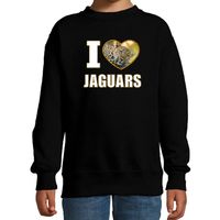 I love jaguars sweater / trui met dieren foto van een luipaard zwart voor kinderen - thumbnail