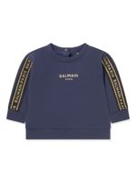 Balmain Kids sweat en coton à logo imprimé - Bleu - thumbnail