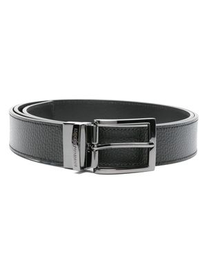 Emporio Armani ceinture en cuir à fini grainé - Noir