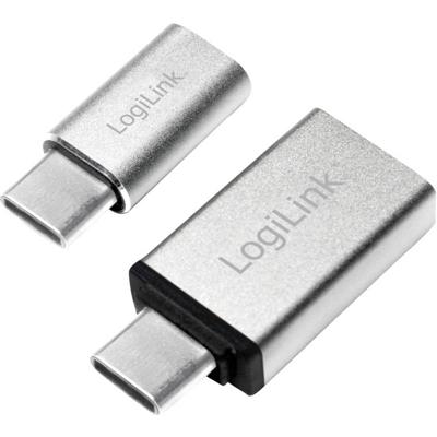 LogiLink USB 3.2 Gen 1 (USB 3.0) Adapter [1x USB-C stekker - 1x Micro-USB 2.0 B bus, USB 3.2 Gen 1 bus A (USB 3.0)] AU0040