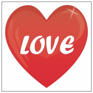 Liefdes sticker met hart / love 10,5 cm
