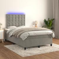 Boxspring met matras en LED fluweel lichtgrijs 120x200 cm