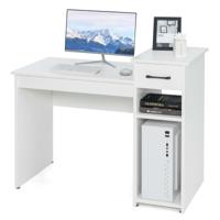 Computerbureau met Lade en PC-Standaard MDF Bureau met 2-Laags Opbergrek Schrijftafel 102 x 50 x 82 cm Wit