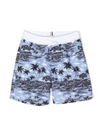 BOSS Kidswear short de bain à imprimé palmier - Bleu