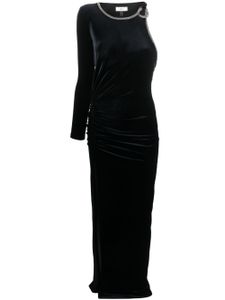 NISSA robe longue asymétrique à ornements - Noir