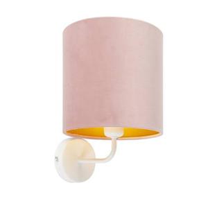 QAZQA Vintage wandlamp wit met roze velours kap - Matt