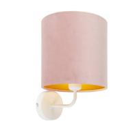 QAZQA Vintage wandlamp wit met roze velours kap - Matt - thumbnail