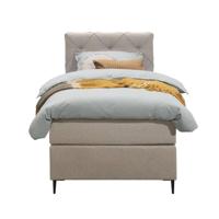 Leen Bakker - Boxspring Liv Geruit - 90x200 Cm - Slanke Poot - Stof - Beige