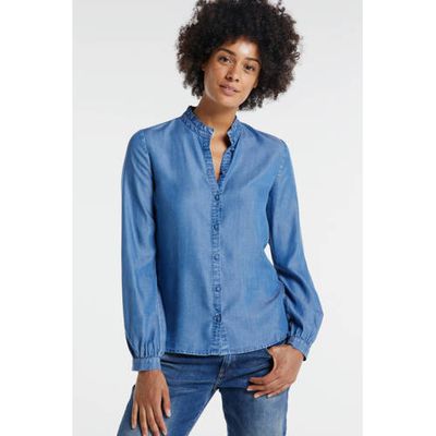 WE Fashion blouse met ruches indigo WE Fashion blouse met ruches indigo