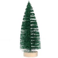 Mini decoratie kerstboompje - groen - glitter - H15 cm - kunststof - miniboompjes Mini decoratie kerstboompje - groen - glitter - H15 cm - kunststof - miniboompjes